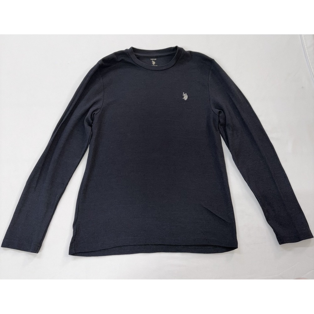 U.S. Polo Assn. Men's Sleep Shirt M Navy Waffle Knit Long Sleeve Crew Neck